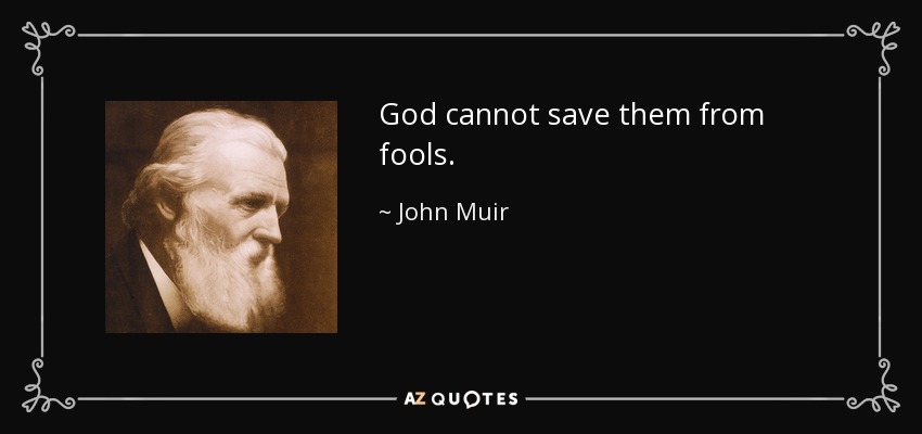 God cannot save them from fools. - John Muir