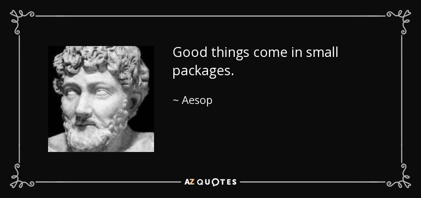 Good things come in small packages. - Aesop