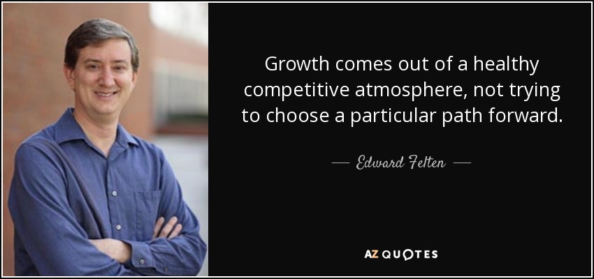 Growth comes out of a healthy competitive atmosphere, not trying to choose a particular path forward. - Edward Felten