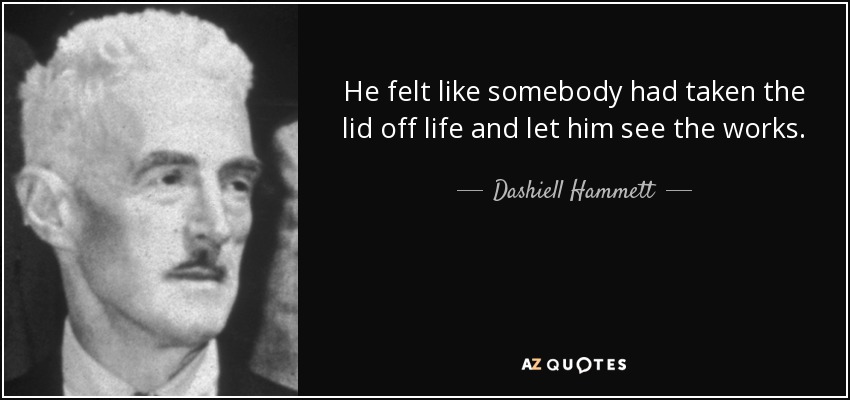He felt like somebody had taken the lid off life and let him see the works. - Dashiell Hammett