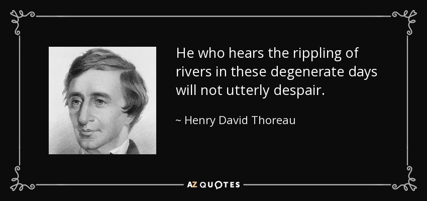 He who hears the rippling of rivers in these degenerate days will not utterly despair. - Henry David Thoreau