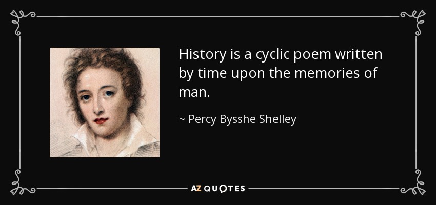 History is a cyclic poem written by time upon the memories of man. - Percy Bysshe Shelley