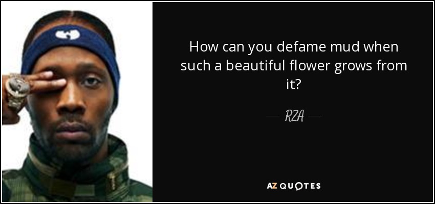 How can you defame mud when such a beautiful flower grows from it? - RZA