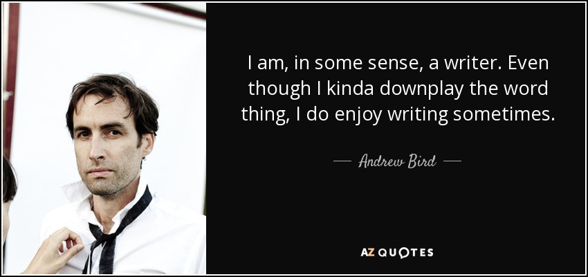 I am, in some sense, a writer. Even though I kinda downplay the word thing, I do enjoy writing sometimes. - Andrew Bird