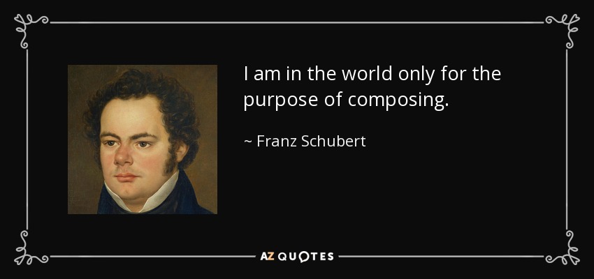 I am in the world only for the purpose of composing. - Franz Schubert