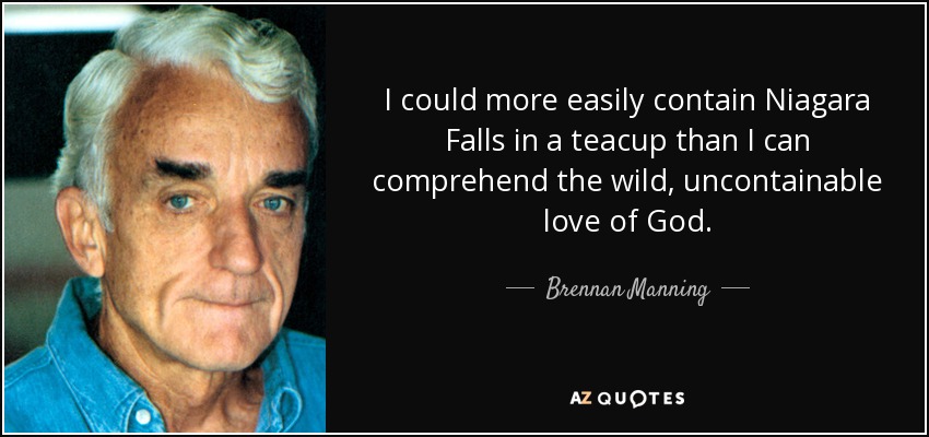 I could more easily contain Niagara Falls in a teacup than I can comprehend the wild, uncontainable love of God. - Brennan Manning