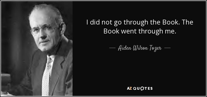 I did not go through the Book. The Book went through me. - Aiden Wilson Tozer