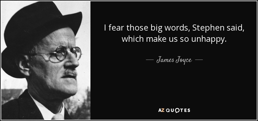 I fear those big words, Stephen said, which make us so unhappy. - James Joyce