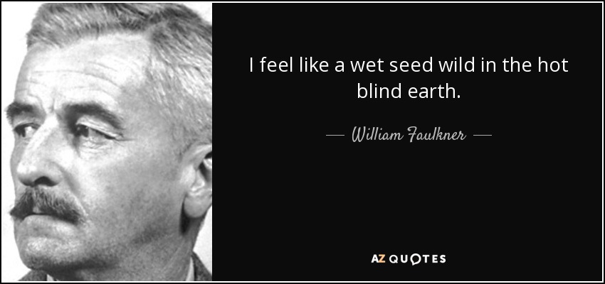 I feel like a wet seed wild in the hot blind earth. - William Faulkner