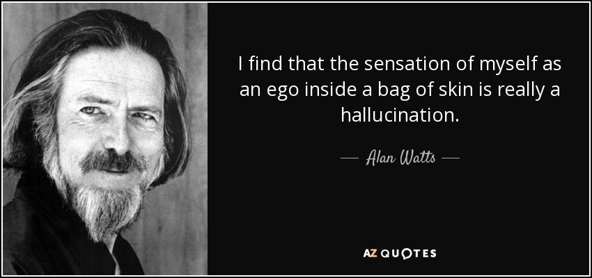 I find that the sensation of myself as an ego inside a bag of skin is really a hallucination. - Alan Watts