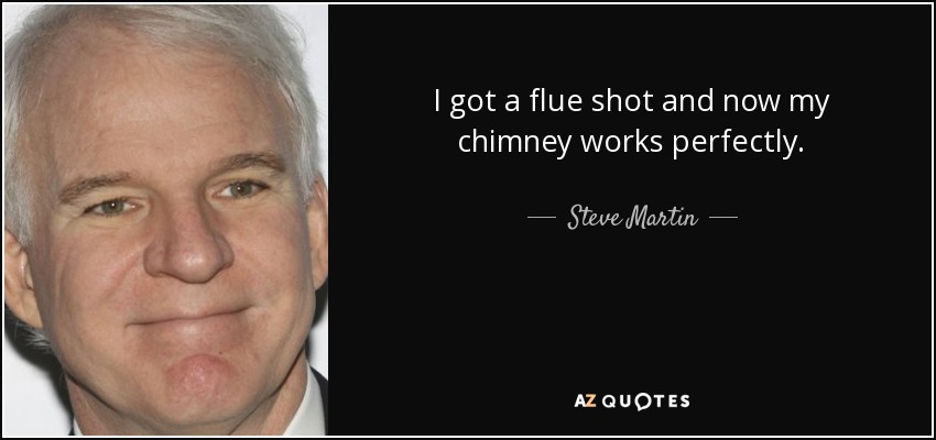 I got a flue shot and now my chimney works perfectly. - Steve Martin