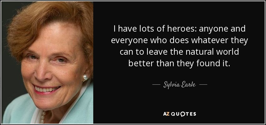 I have lots of heroes: anyone and everyone who does whatever they can to leave the natural world better than they found it. - Sylvia Earle