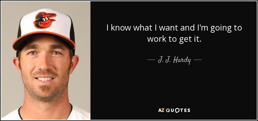 I know what I want and I'm going to work to get it. - J. J. Hardy