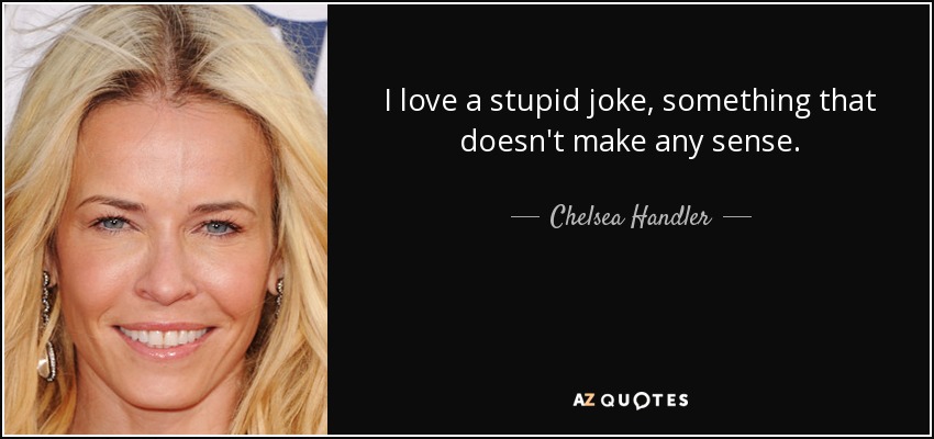 I love a stupid joke, something that doesn't make any sense. - Chelsea Handler