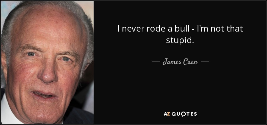 I never rode a bull - I'm not that stupid. - James Caan