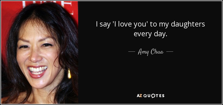 I say 'I love you' to my daughters every day. - Amy Chua