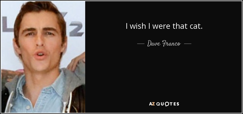 I wish I were that cat. - Dave Franco