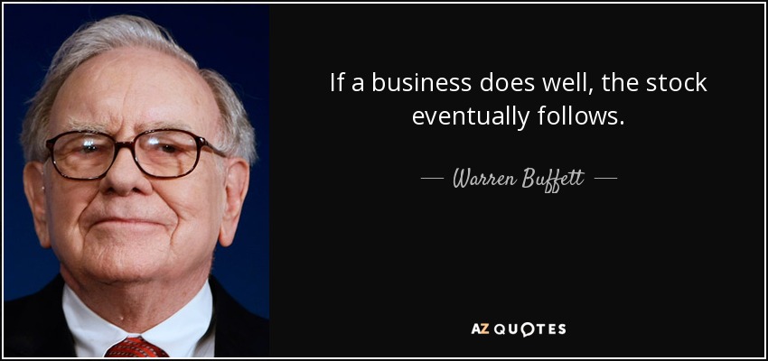 If a business does well, the stock eventually follows. - Warren Buffett
