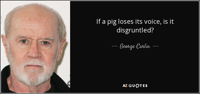 If a pig loses its voice, is it disgruntled? - George Carlin