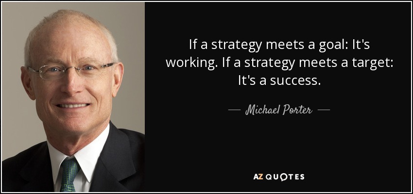 If a strategy meets a goal: It's working. If a strategy meets a target: It's a success. - Michael Porter
