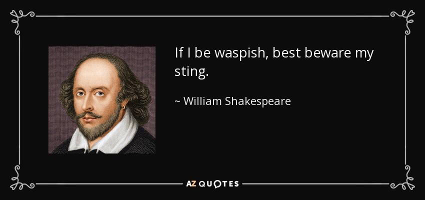 If I be waspish, best beware my sting. - William Shakespeare