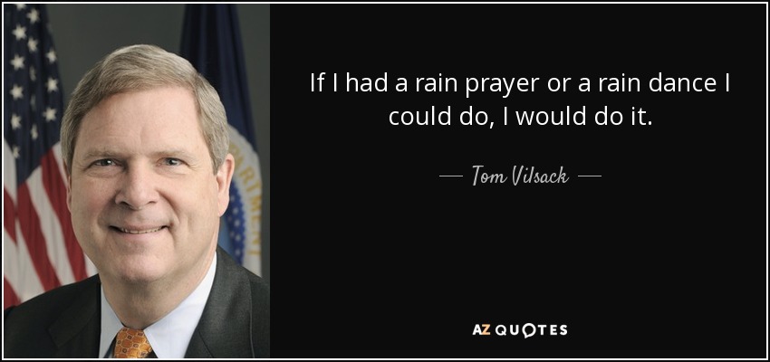 If I had a rain prayer or a rain dance I could do, I would do it. - Tom Vilsack