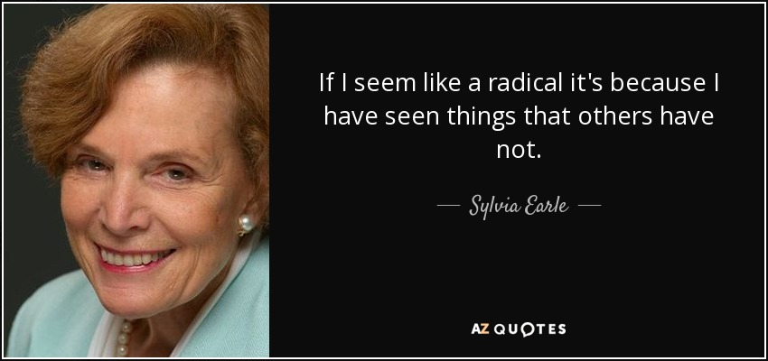 If I seem like a radical it's because I have seen things that others have not. - Sylvia Earle