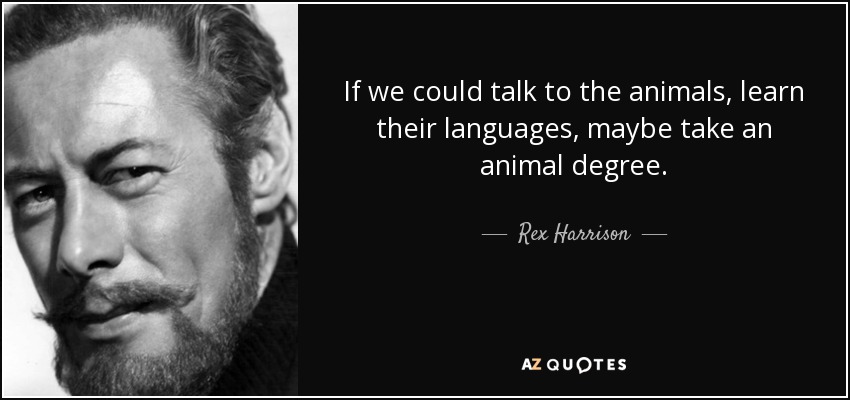 If we could talk to the animals, learn their languages, maybe take an animal degree. - Rex Harrison