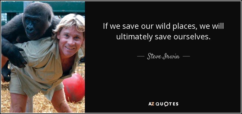 If we save our wild places, we will ultimately save ourselves. - Steve Irwin