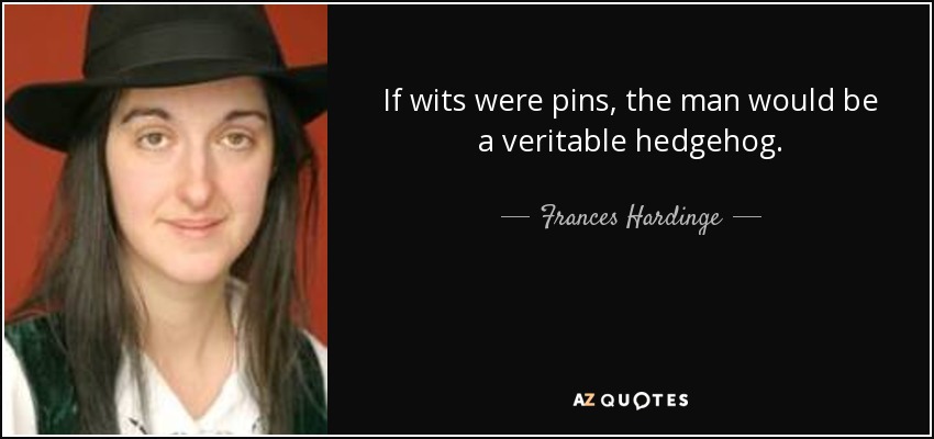 If wits were pins, the man would be a veritable hedgehog. - Frances Hardinge