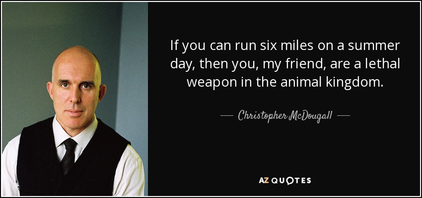 If you can run six miles on a summer day, then you, my friend, are a lethal weapon in the animal kingdom. - Christopher McDougall