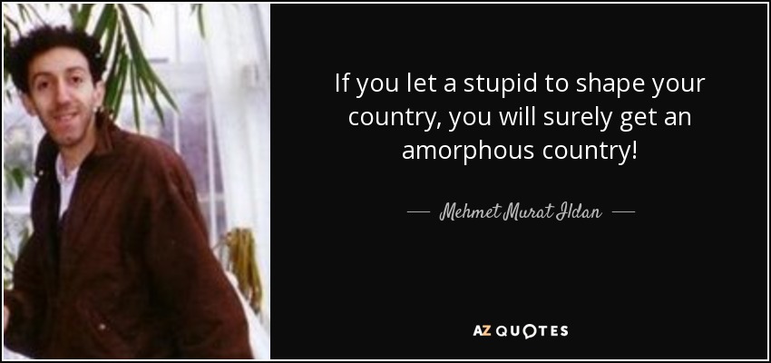 If you let a stupid to shape your country, you will surely get an amorphous country! - Mehmet Murat Ildan