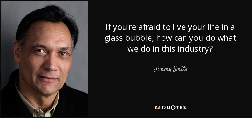 If you're afraid to live your life in a glass bubble, how can you do what we do in this industry? - Jimmy Smits