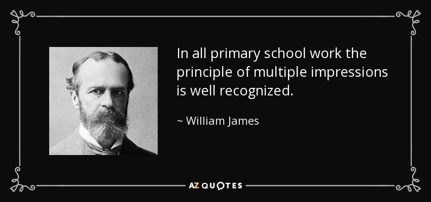 In all primary school work the principle of multiple impressions is well recognized. - William James