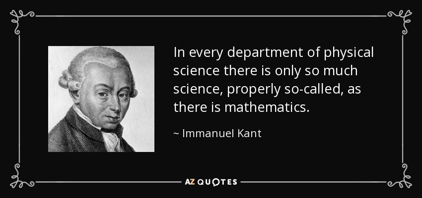 In every department of physical science there is only so much science, properly so-called, as there is mathematics. - Immanuel Kant