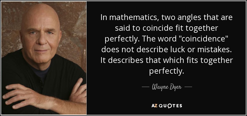 In mathematics, two angles that are said to coincide fit together perfectly. The word 