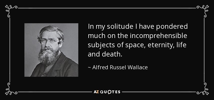 In my solitude I have pondered much on the incomprehensible subjects of space, eternity, life and death. - Alfred Russel Wallace