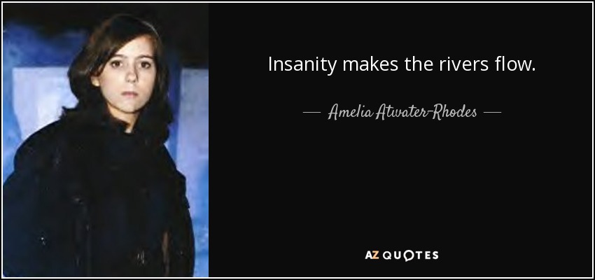 Insanity makes the rivers flow. - Amelia Atwater-Rhodes