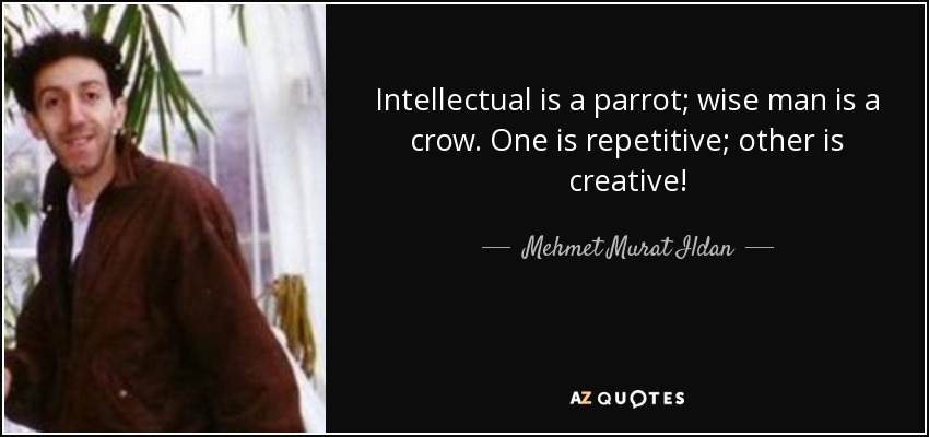Intellectual is a parrot; wise man is a crow. One is repetitive; other is creative! - Mehmet Murat Ildan