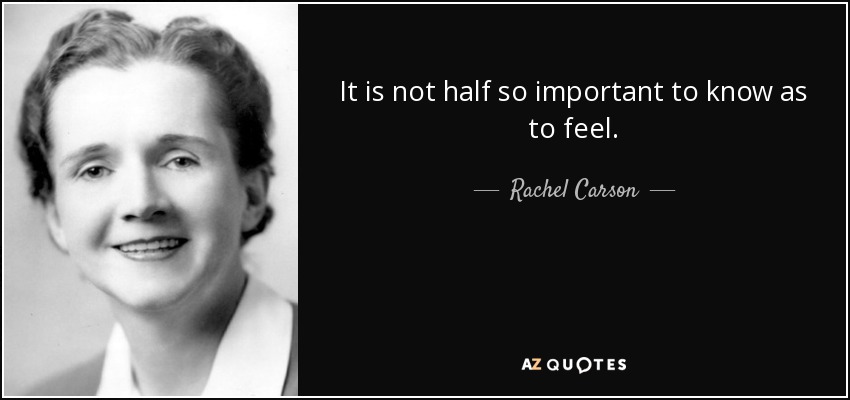It is not half so important to know as to feel. - Rachel Carson