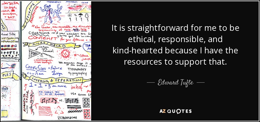 It is straightforward for me to be ethical, responsible, and kind-hearted because I have the resources to support that. - Edward Tufte