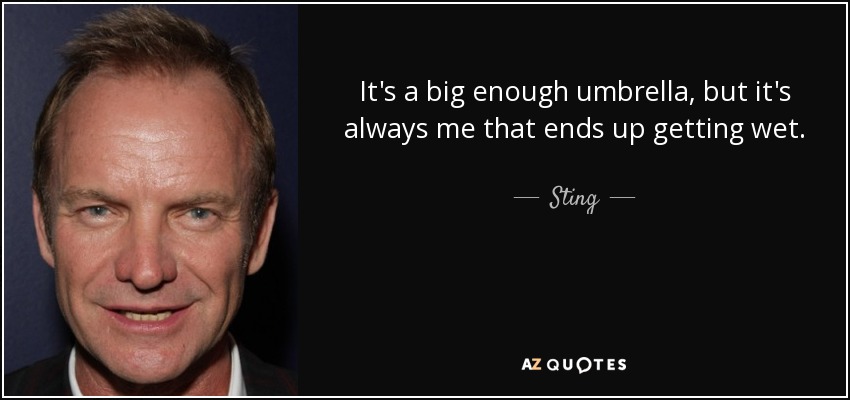 It's a big enough umbrella, but it's always me that ends up getting wet. - Sting