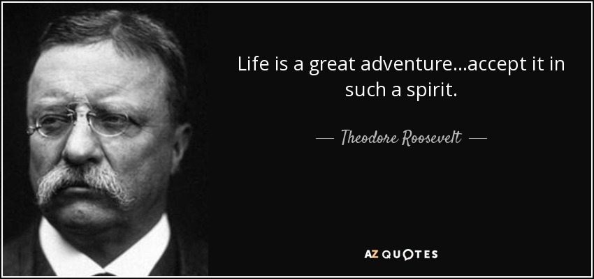 Life is a great adventure…accept it in such a spirit. - Theodore Roosevelt