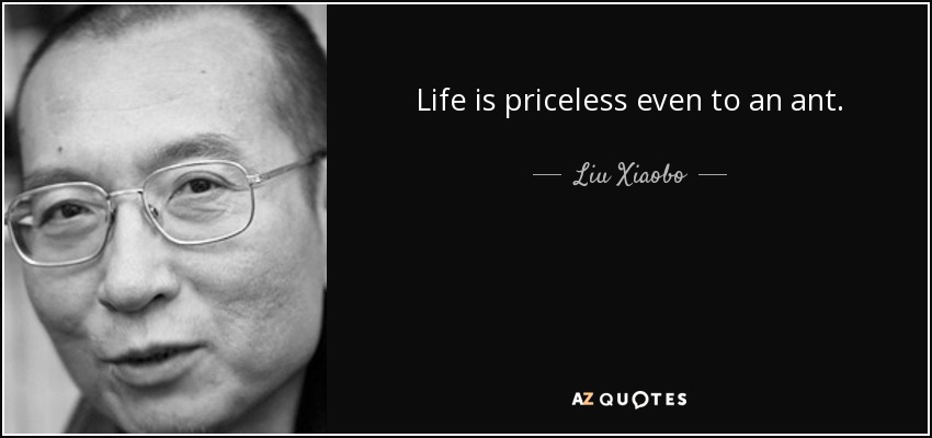 Life is priceless even to an ant. - Liu Xiaobo