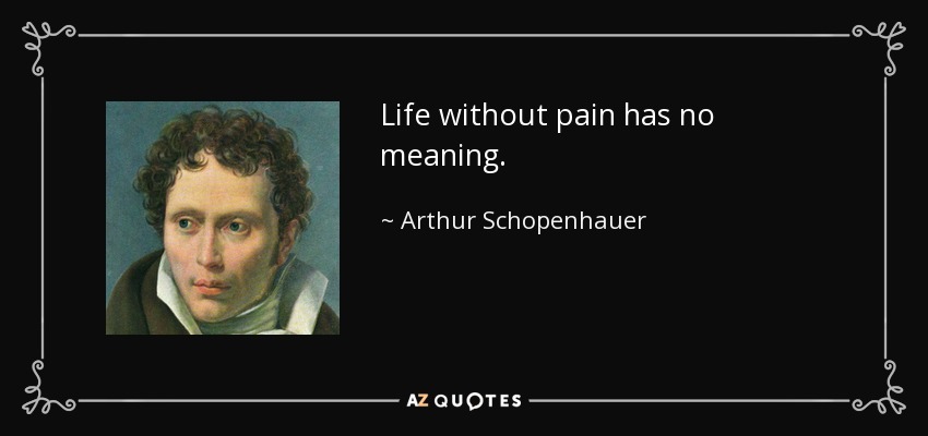 Life without pain has no meaning. - Arthur Schopenhauer