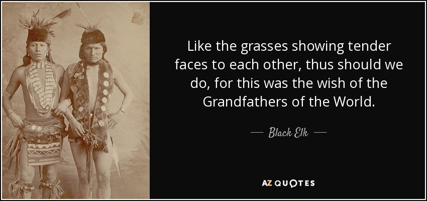 Like the grasses showing tender faces to each other, thus should we do, for this was the wish of the Grandfathers of the World. - Black Elk