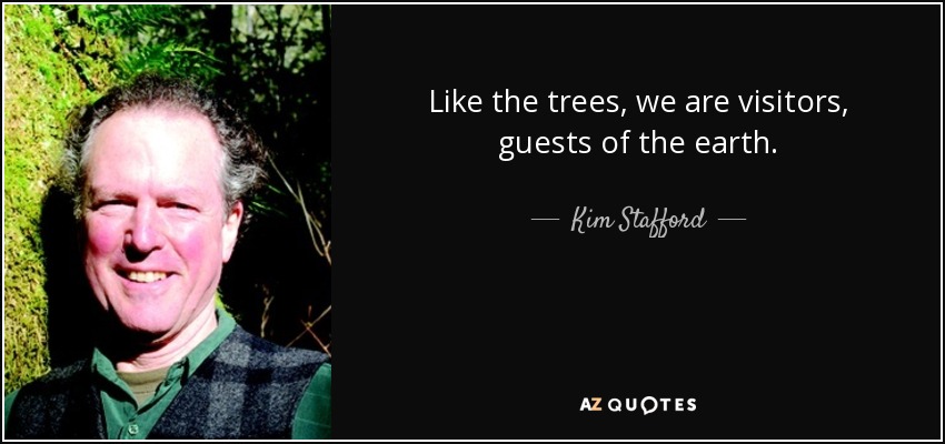 Like the trees, we are visitors, guests of the earth. - Kim Stafford