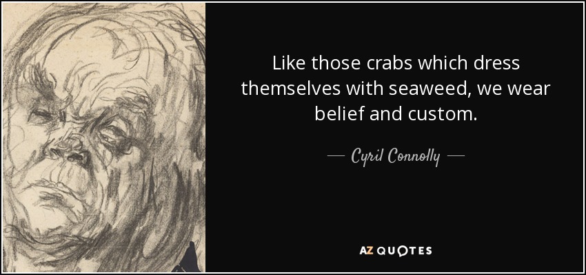 Like those crabs which dress themselves with seaweed, we wear belief and custom. - Cyril Connolly