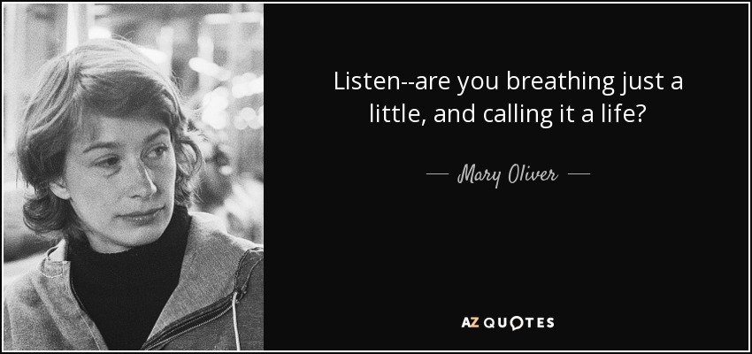 Listen--are you breathing just a little, and calling it a life? - Mary Oliver