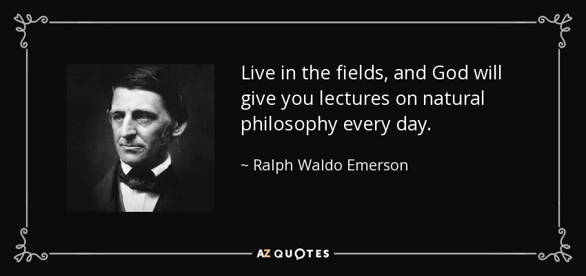 Live in the fields, and God will give you lectures on natural philosophy every day. - Ralph Waldo Emerson